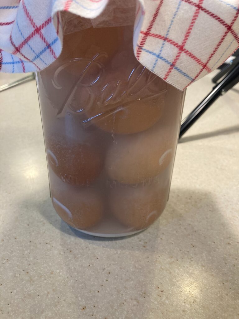 Water glassed eggs in jar